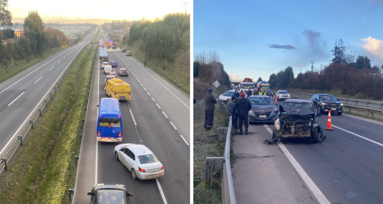 Seis heridos y un vehículo volcado deja colisión múltiple en Ruta 5 a la altura de Río Negro
