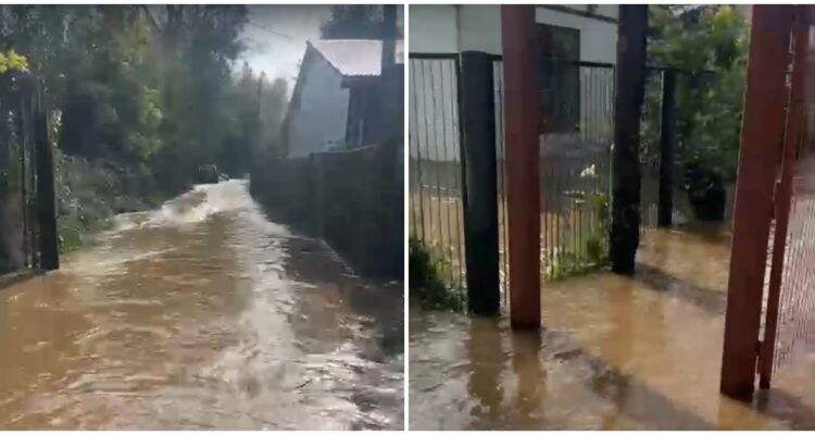 Desborde de río Andalién por sistema frontal: ya hay casas inundadas