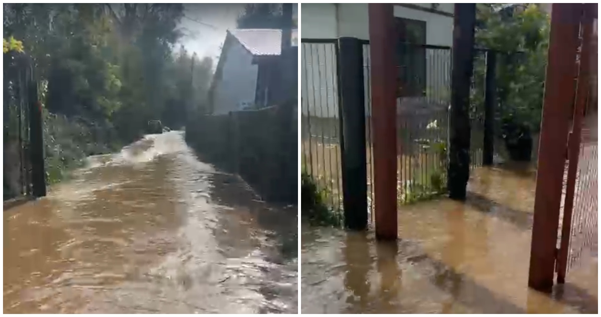Desborde de río Andalién por sistema frontal: ya hay casas inundadas