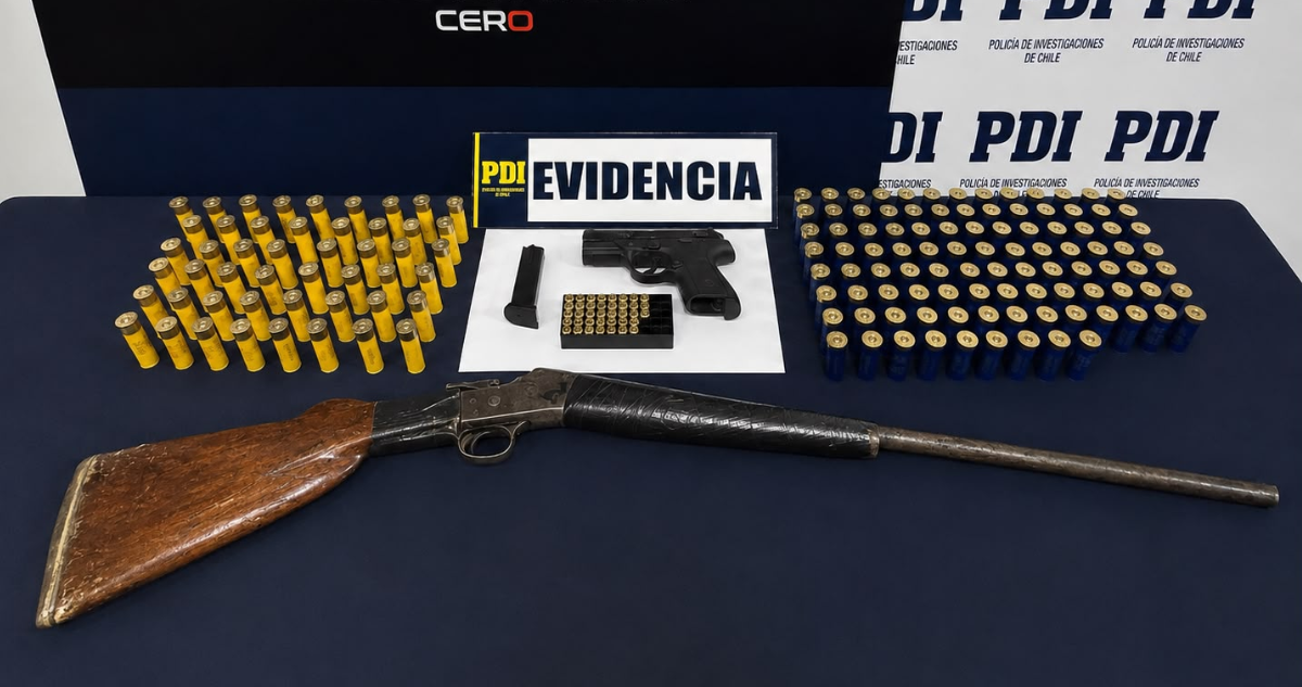 Detienen a sujeto que portaba escopeta, pistola de fogueo y diversas municiones en Lumaco