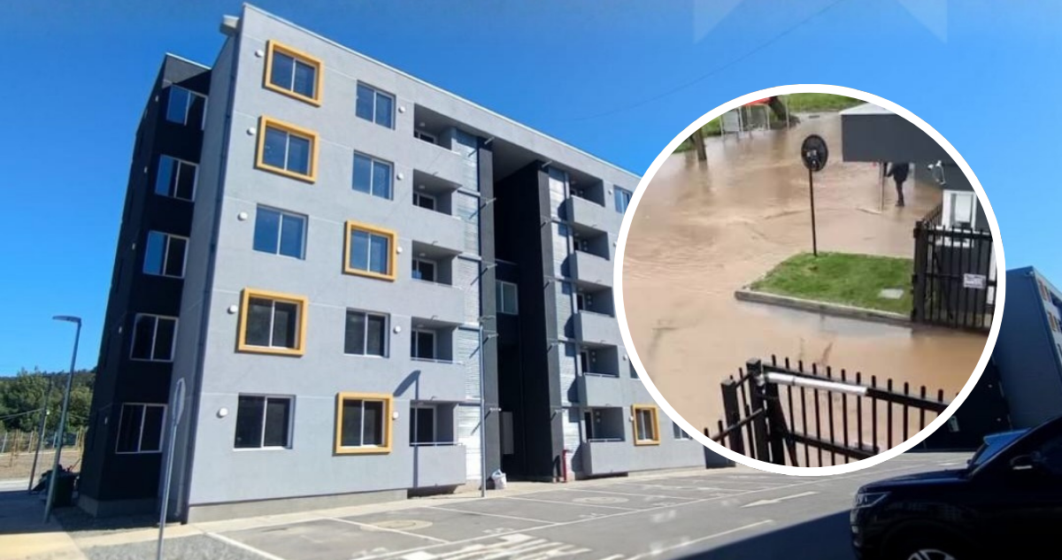 Vecinos cortan Ruta 150 en Penco por desborde de canal que afectó a familias de conjunto habitacional