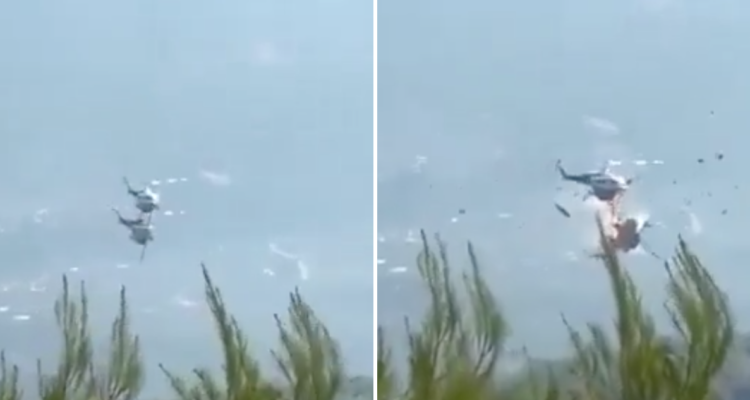 Video muestra choque de helicópteros que combatían incendios en Grecia: dos tripulantes murieron
