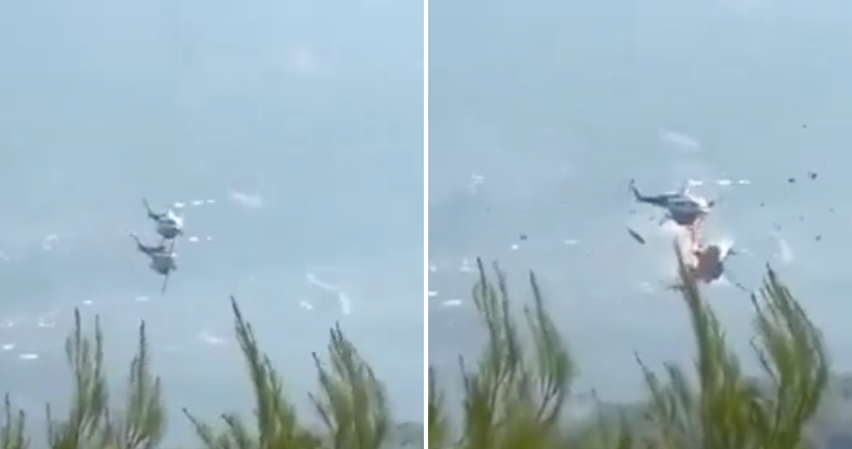 Video muestra choque de helicópteros que combatían incendios en Grecia: dos tripulantes murieron