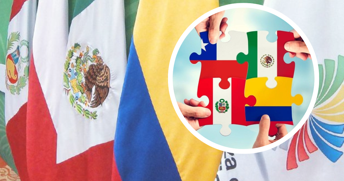 Banderas de México, Chile, Perú y Colombia.