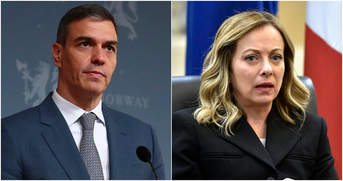 El presidente de Gobierno español, Pedro Sánchez, y la primera ministra italiana, Giorgia Meloni