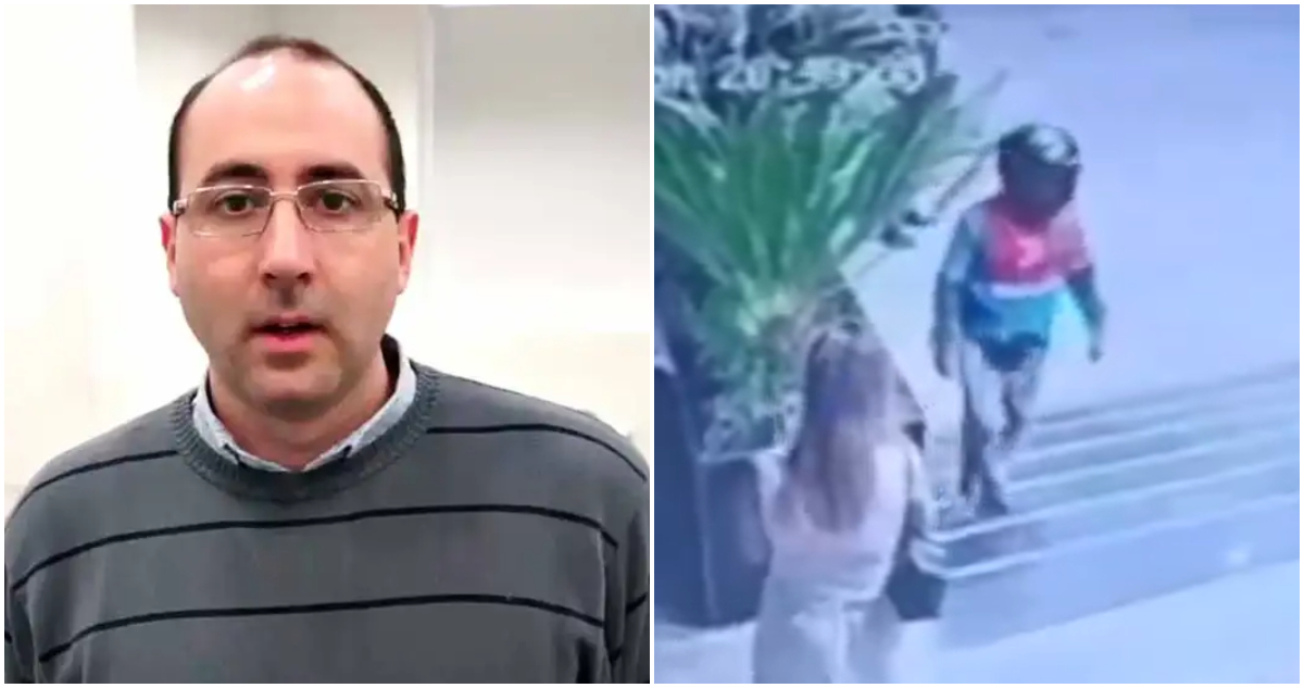 El argentino Fernando Cerimedo (I) y una captura del ataque contra su expareja (D)