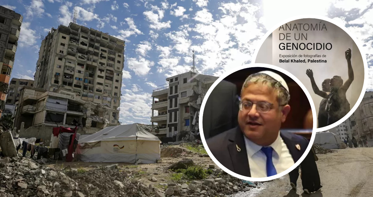Foto de archivo de Gaza. Y fotos de la exposición “Anatomía de un genocidio” y de Itamar Ben Gvir.