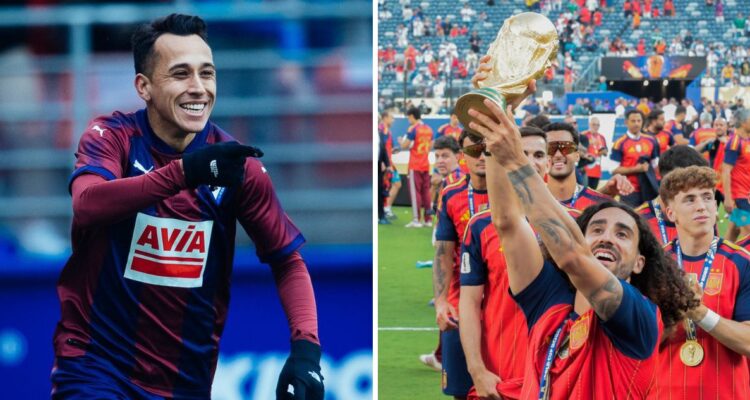 Fabián Orellana compartió con el campeón mundial Marc Cucurella.