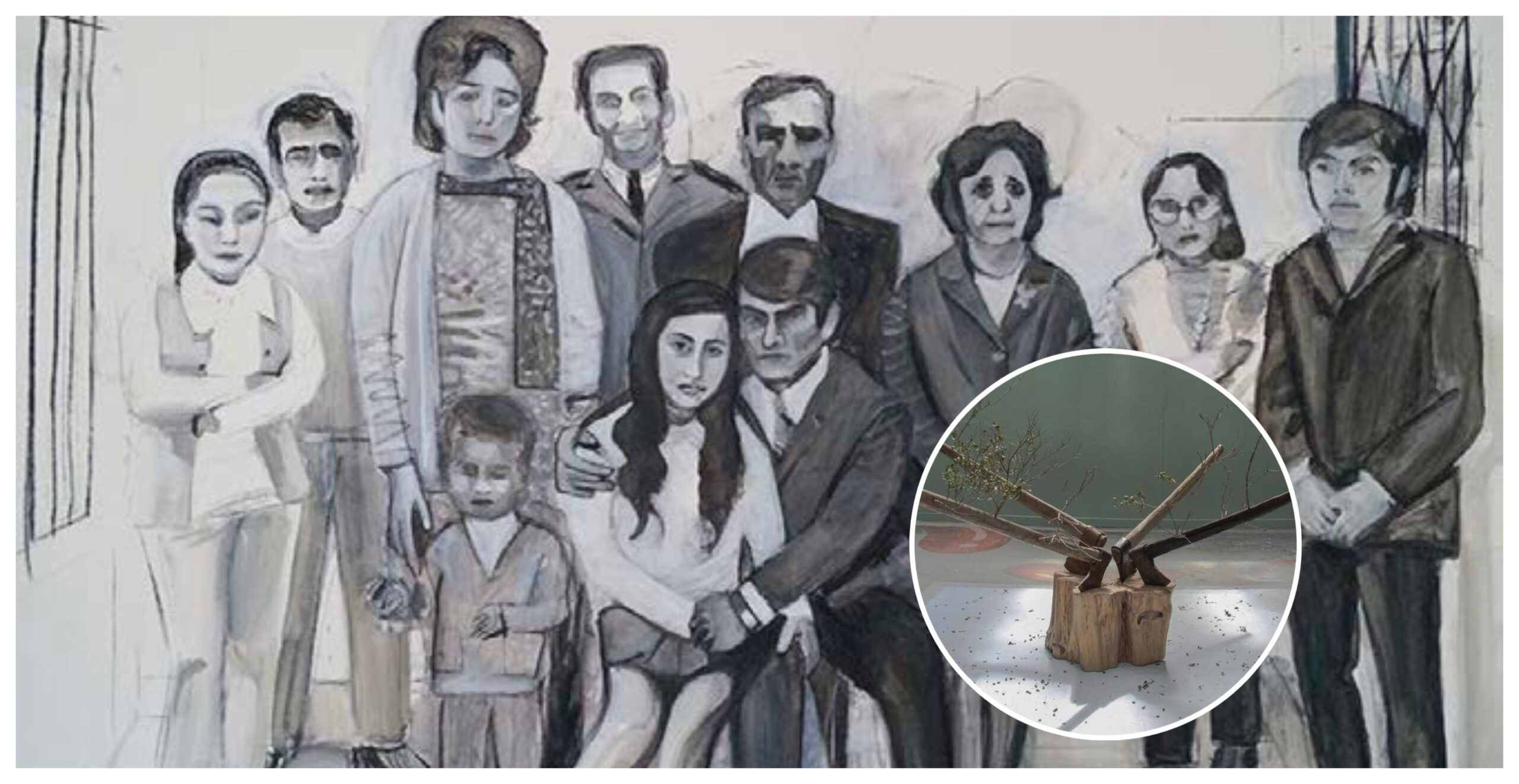 Familia chilena de Anelys Wolf junto a obra de Gabriel Holzapfel en MAM Chiloe