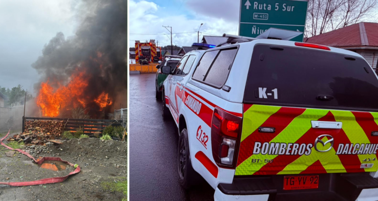 Dalcahue: voraz incendio deja una persona fallecida, dos cinco damnificados y dos bomberos lesionados