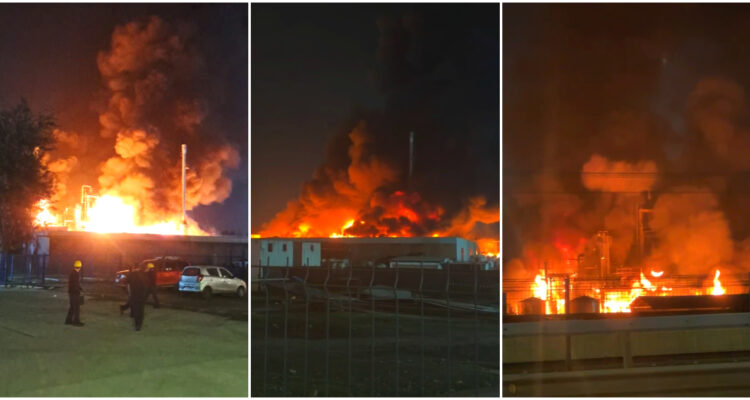 Gran incendio químico al interior de planta al costado de la Ruta 5 en Quilicura moviliza a bomberos