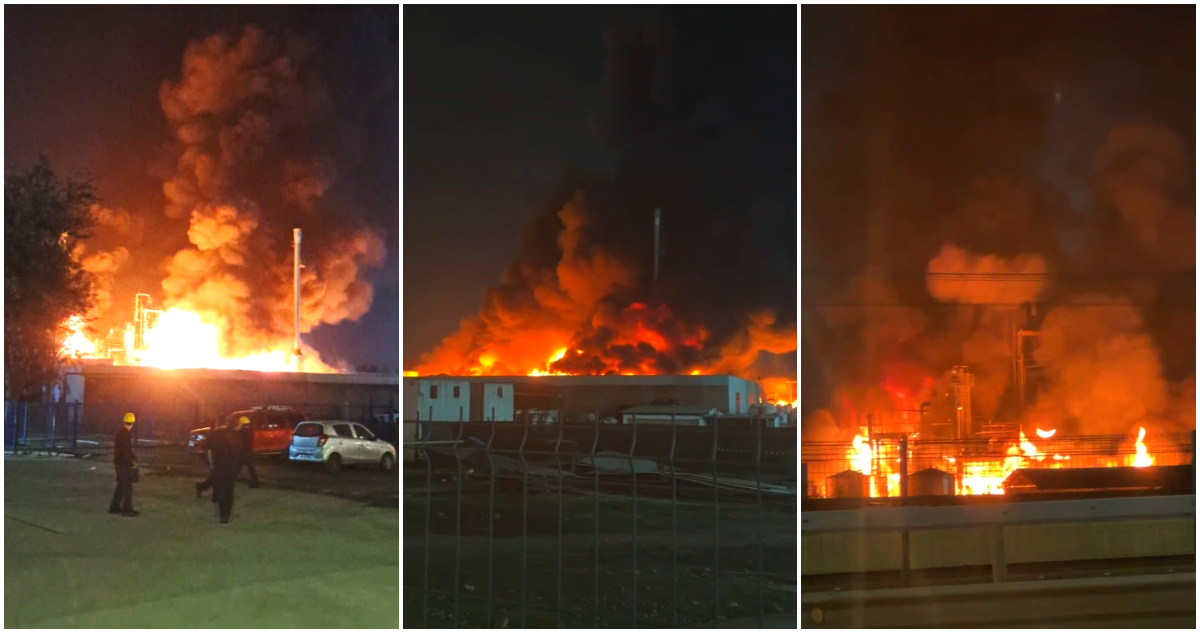 Gran incendio químico al interior de planta al costado de la Ruta 5 en Quilicura moviliza a bomberos