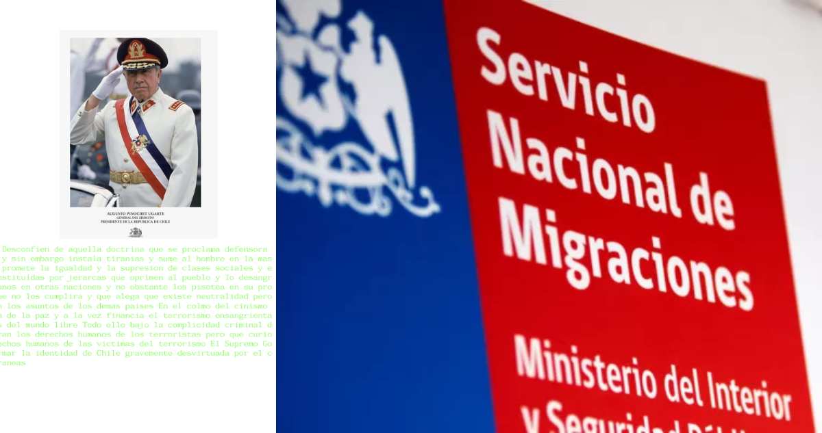 Hackeo afectó al Servicio Nacional de Migraciones: correo masivo contenía imagen de Augusto Pinochet