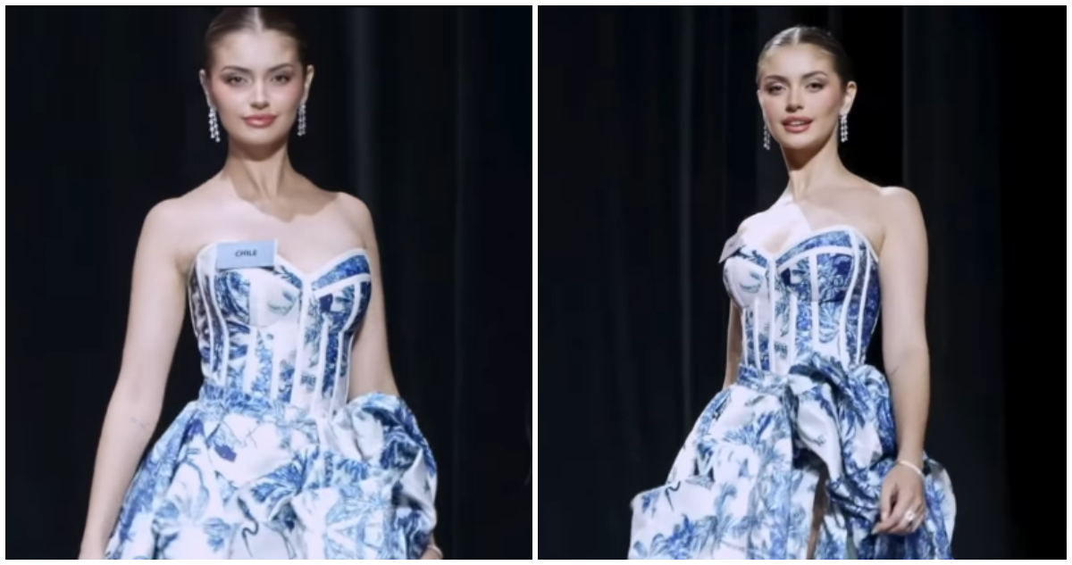 Ignacia Fernández desfila en Miss Mundo con vestido inspirado en Loza Penco