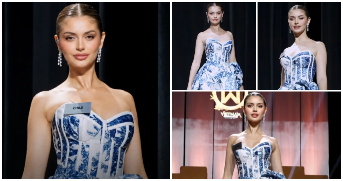 Ignacia Fernández desfila en Miss Mundo con vestido inspirado en Loza Penco