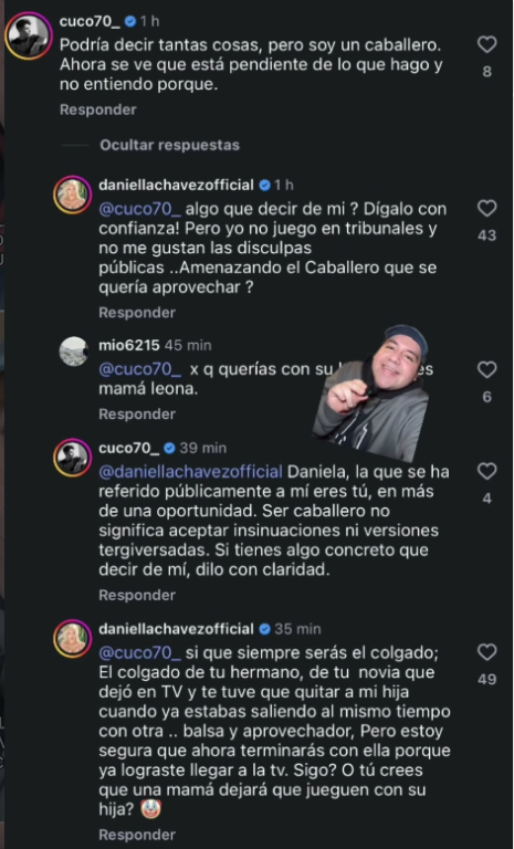 Comentarios entre Daniella Chávez y Cuco Cerda