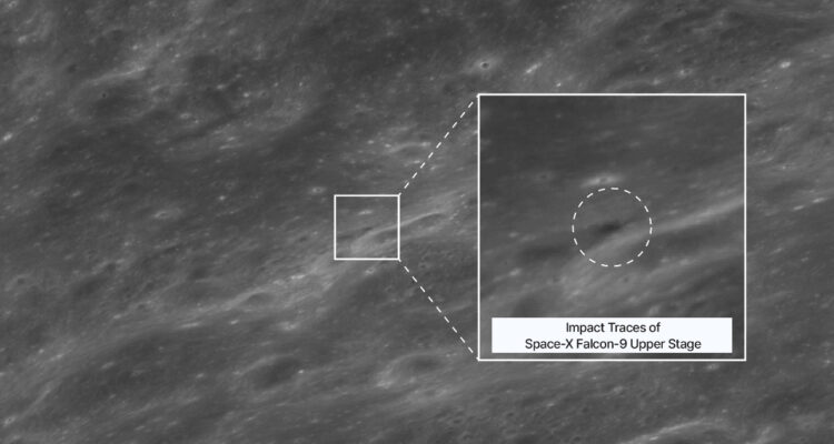 Foto del impacto del cohete de SpaceX en la Luna