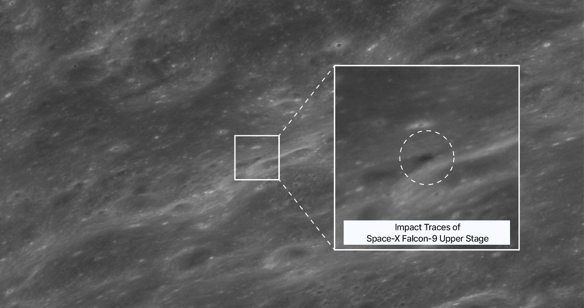 Foto del impacto del cohete de SpaceX en la Luna