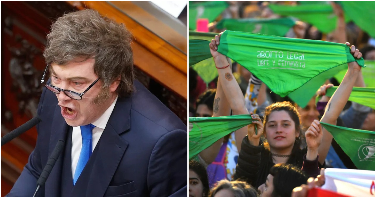 Milei apunta contra el aborto y las feministas por la baja natalidad en Argentina