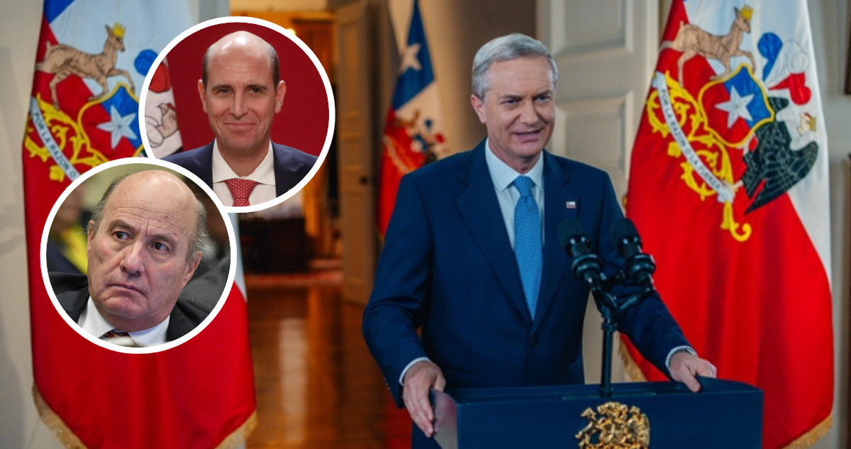 Presidente José Antonio Kast en presentación de la ACOT. Y fotos de ministros Arrau y Quiroz.