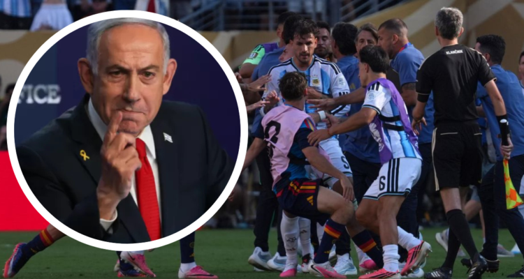 Benjamín Netanyahu. Y foto de agresión argentina tras perder el Mundial.