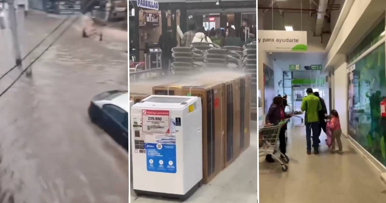Lluvia provoca inundaciones en calles, centros comerciales y distintos puntos de Talca