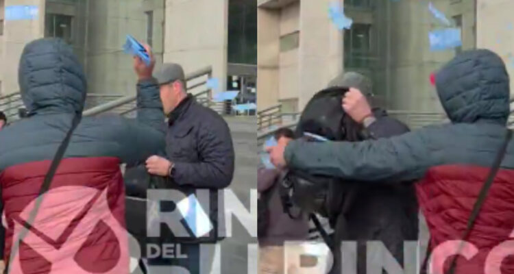 Michael Clark vs barristas de La U en centro de justicia