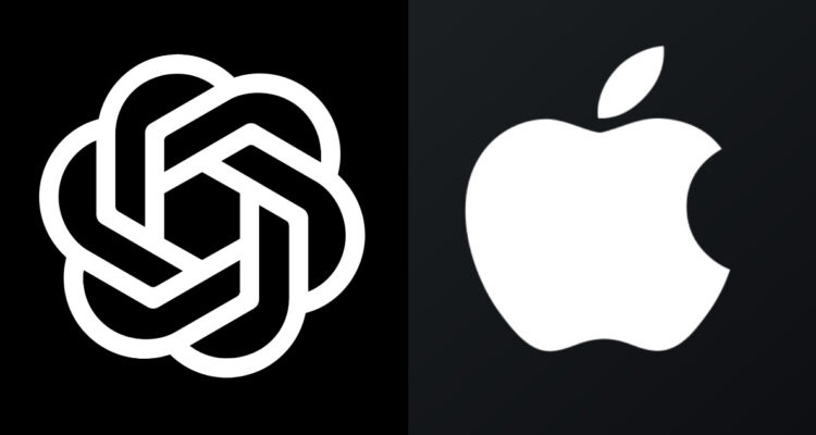 Foto del logo de OpenAI y el de Apple