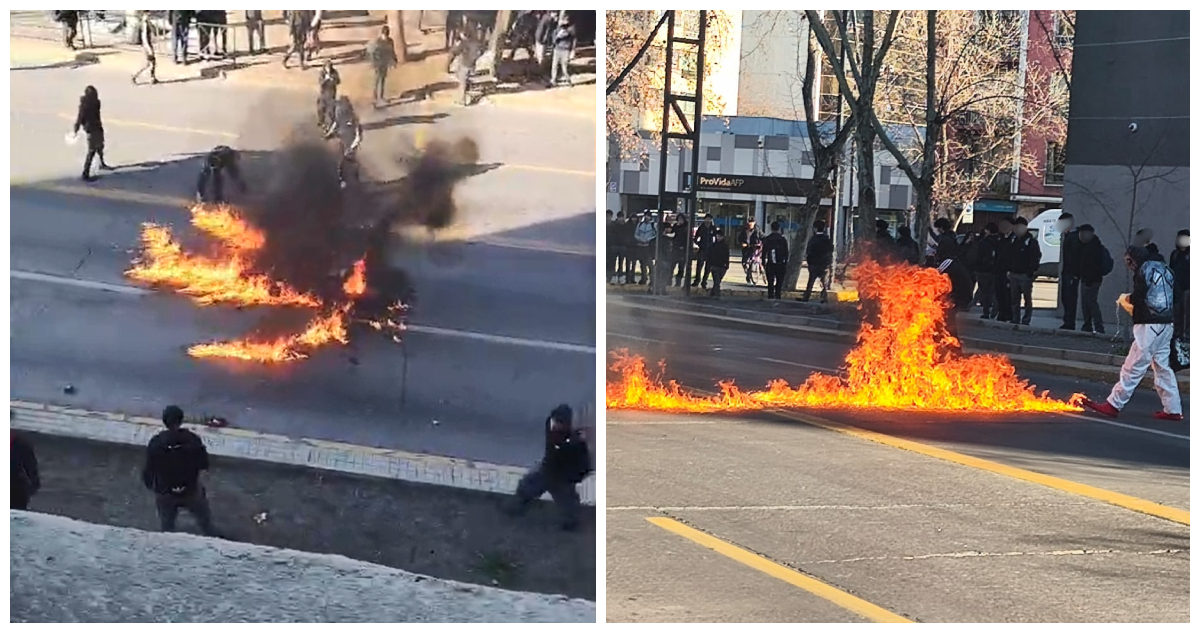 Overoles blancos lanzan bombas molotov en exterior de Liceo Lastarria: clases fueron suspendidas