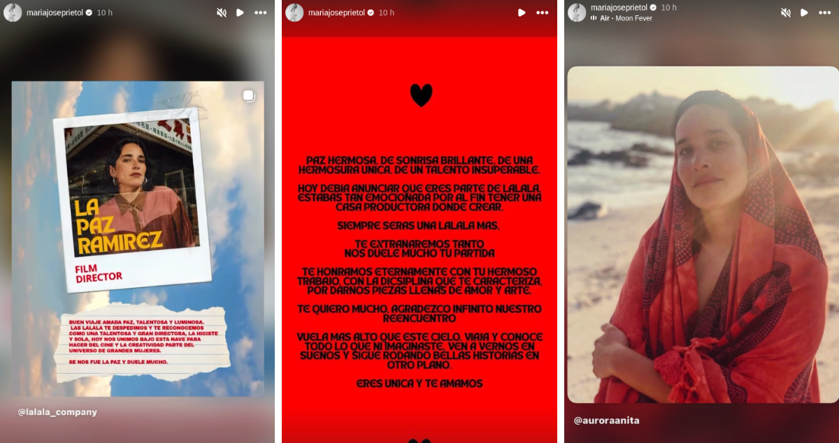 Stories compartidas por María José Prieto sobre su hermana Paz Ramírez