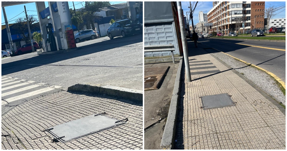 Robo de tapas metálicas en veredas de Concepción