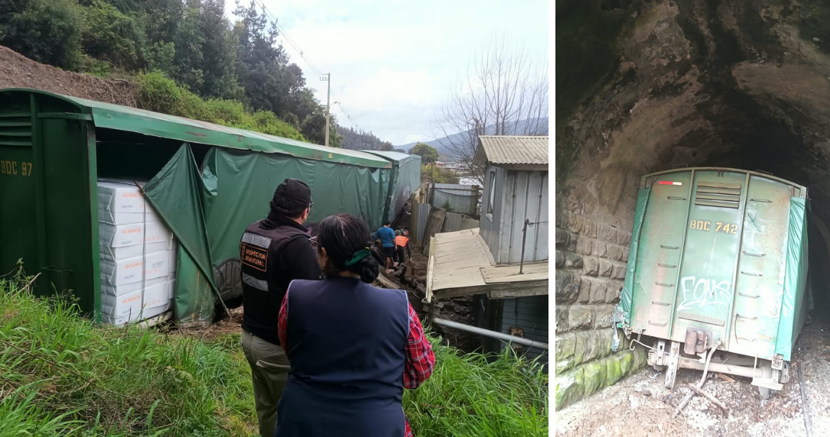 Vagón quedó a metros de viviendas: Tren de Fepasa descarrila en sector Colcura de Lota