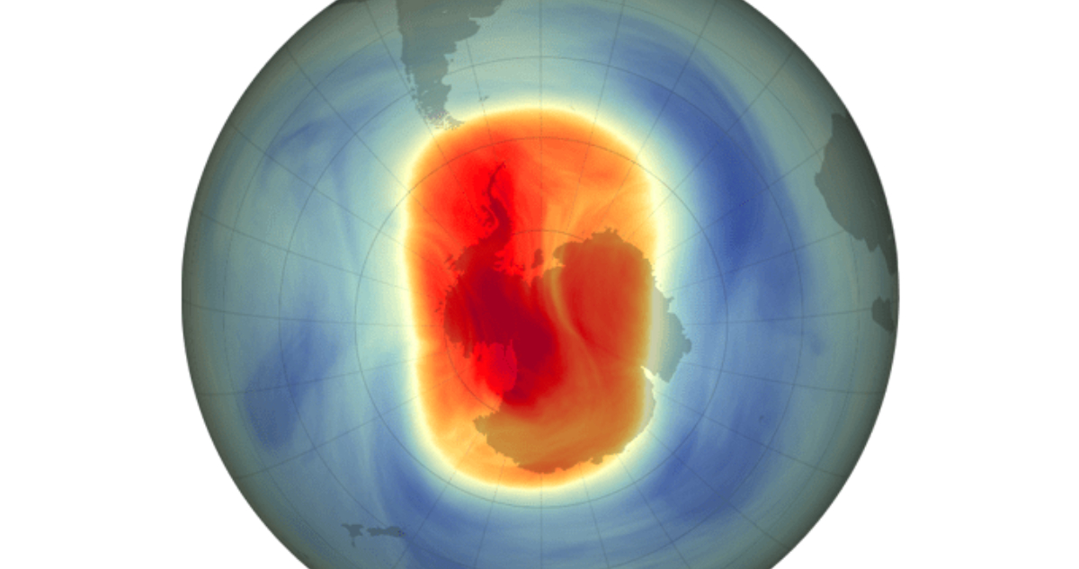 Foto del agujero de la capa de ozono sobre la Antártica