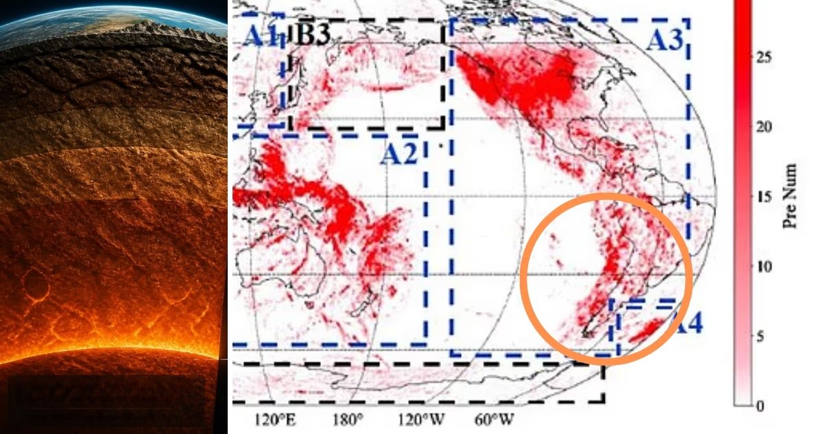 Descubren 6 zonas desconocidas a 3.000 kms de profundidad: Una de ellas, relativamente cerca de Chile