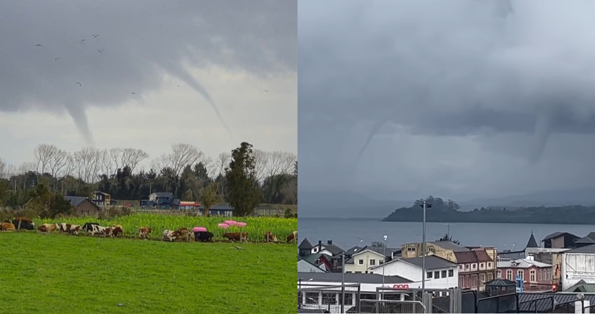 Registros de nubes embudos activa alerta de posibles tornados o trombas marinas en región de Los Lagos