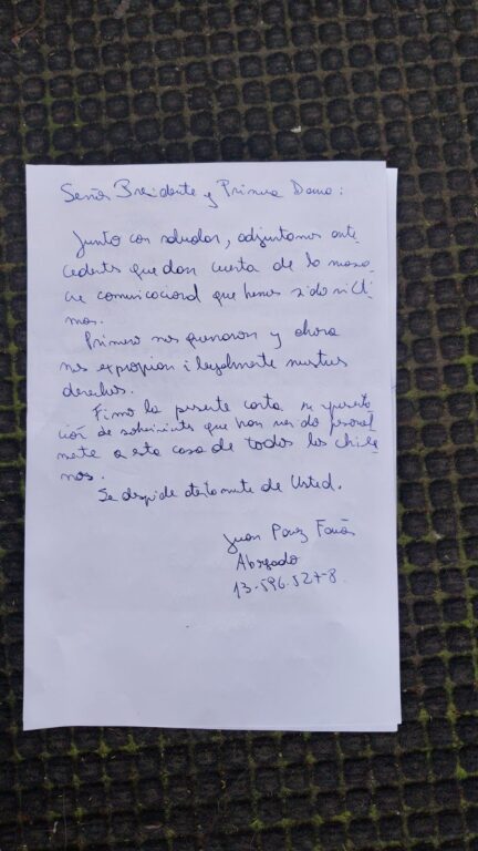 Carta presidente Kast por orden de demolición en El Olivar