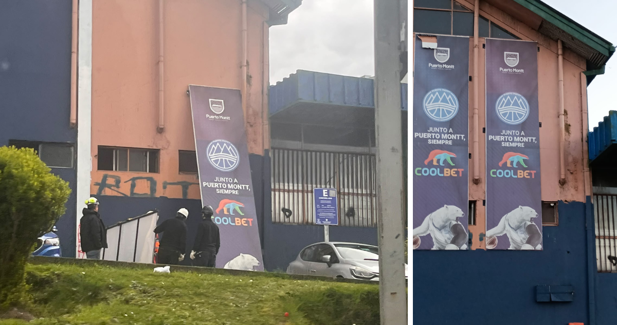Municipalidad de Puerto Montt retira tras 9 meses carteles con logo de casa de apuestas desde gimnasio