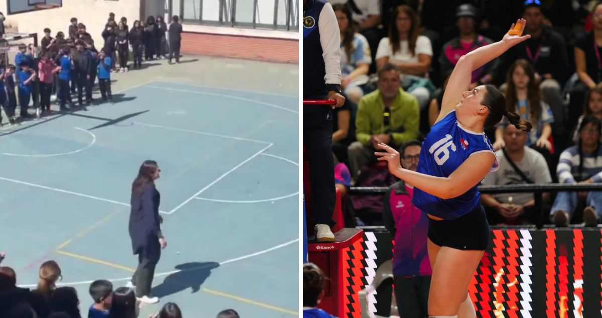 Celeste Somervell fue recibida como estrella en el colegio donde dicta clases.