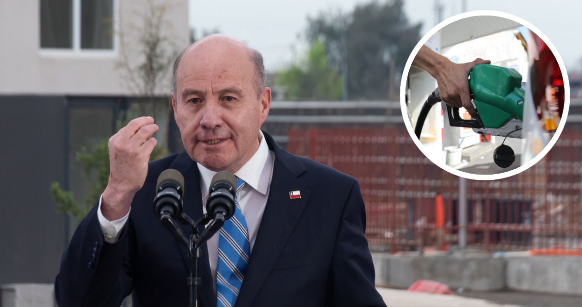 Ministro Quiroz y foto de contexto de alza de bencinas.