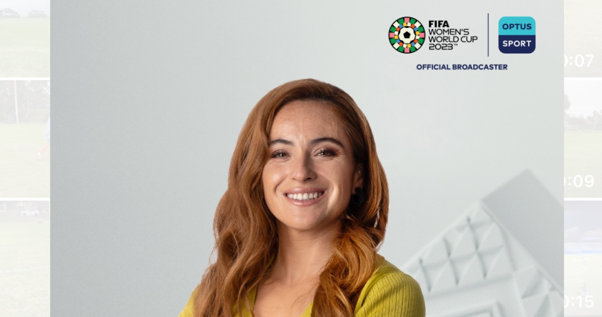 Coté Rojas en afiche promocional de Optus Sport para el Mundial Femenino 2023