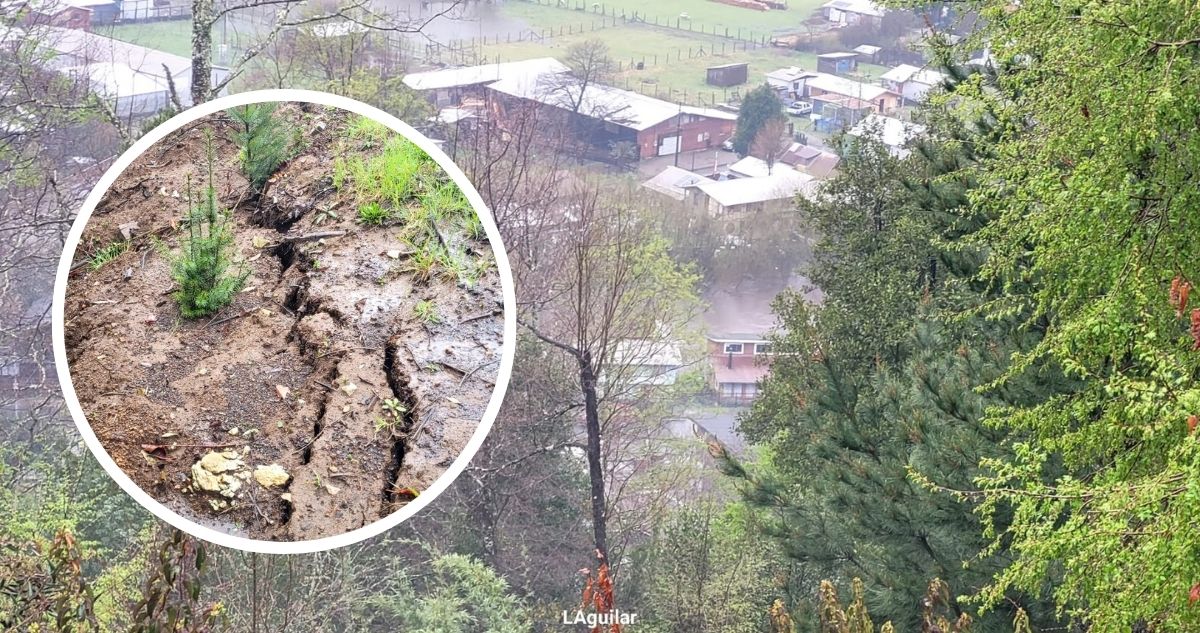 Evacuan sector urbano de Curarrehue por riesgo de deslizamiento tras detectarse grieta en cerro