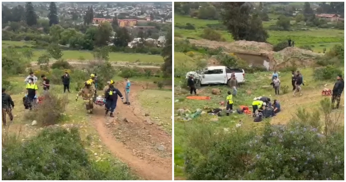 Desbarranco de camioneta de estudiantes en Llay Llay