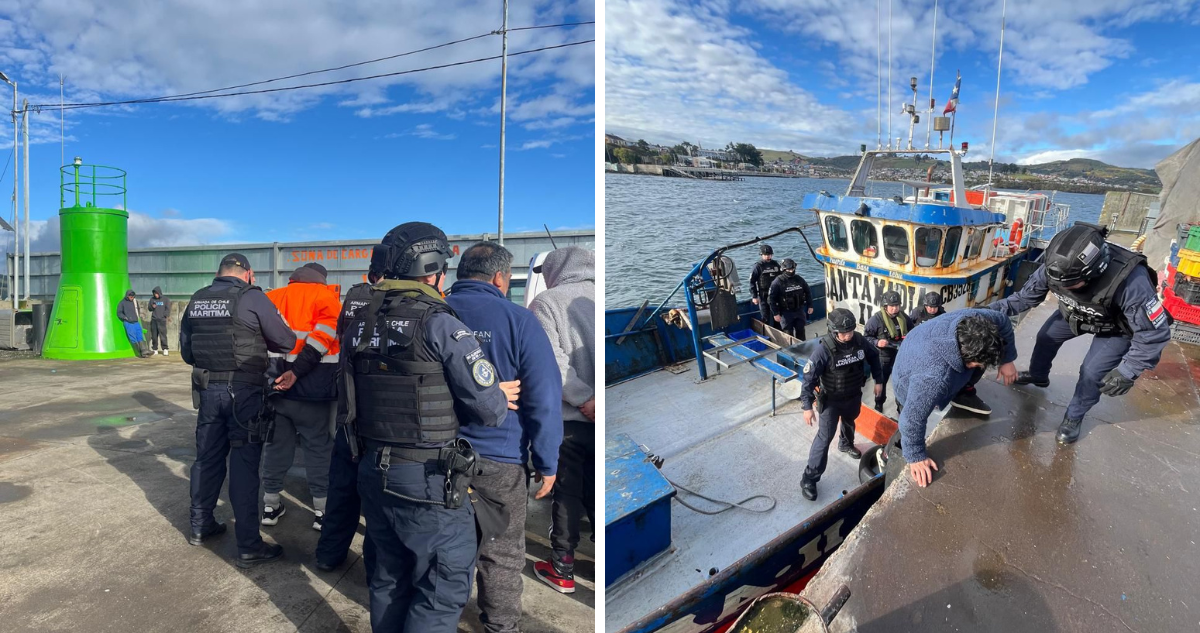 Armada detiene a 6 tripulantes de nave de Lebu sorprendida con tres toneladas de reineta en Chiloé