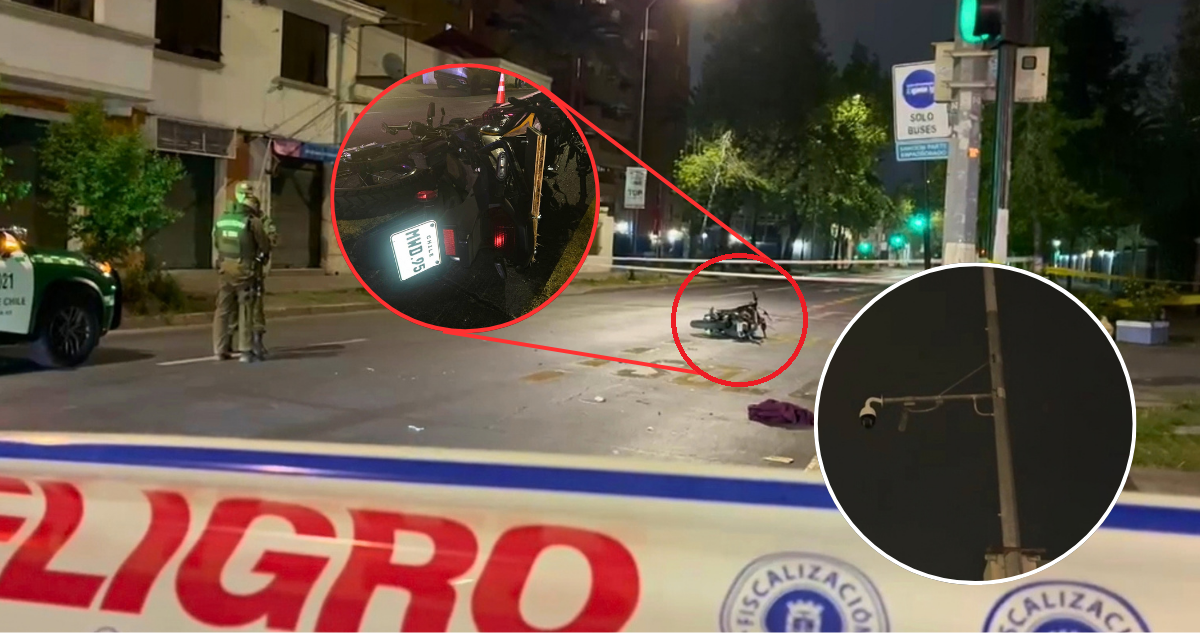 Muere motociclista tras chocar violentamente con poste de cámaras de seguridad en Providencia