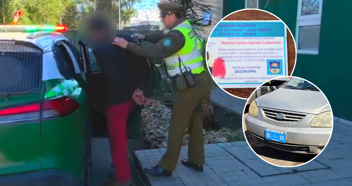 Chileno fingió inmunidad diplomática de la ficticia “República de Lemuria” durante control en Ruta 5