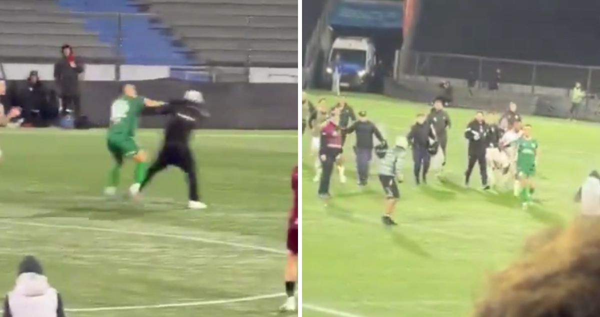 Barra de Danubio invadió cancha y su arquero los echó a golpes.
