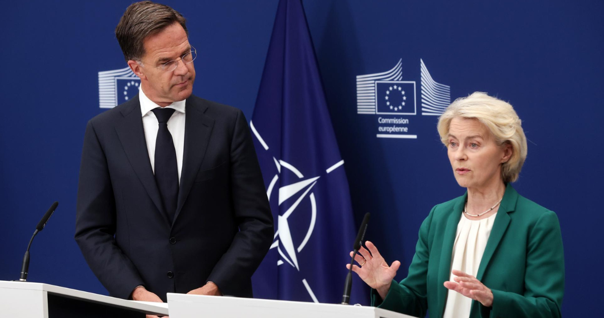 El secretario general de la OTAN, Mark Rutte, y la presidenta de la Comisión Europea, Ursula von der Leyen