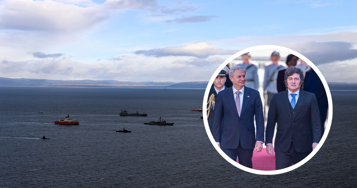 Estrecho de Magallanes. Presidente de Chile, José Antonio Kast, y presidente de Argentina, Javier Milei.