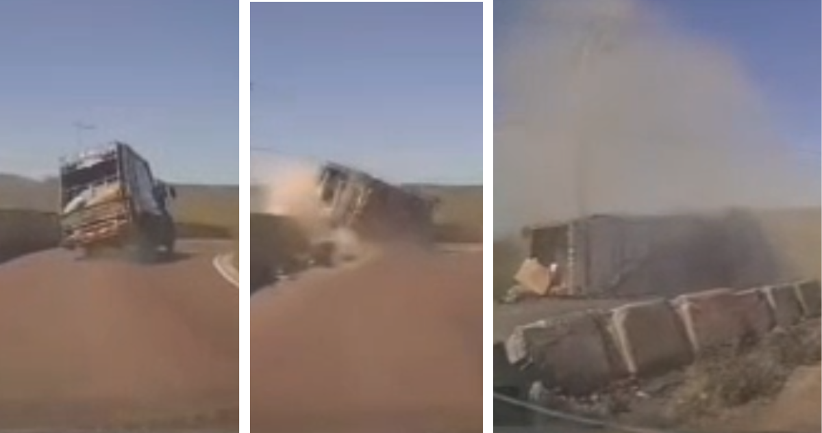 Video capta brutal momento en que camión municipal de Viña del Mar vuelca tras tomar una curva