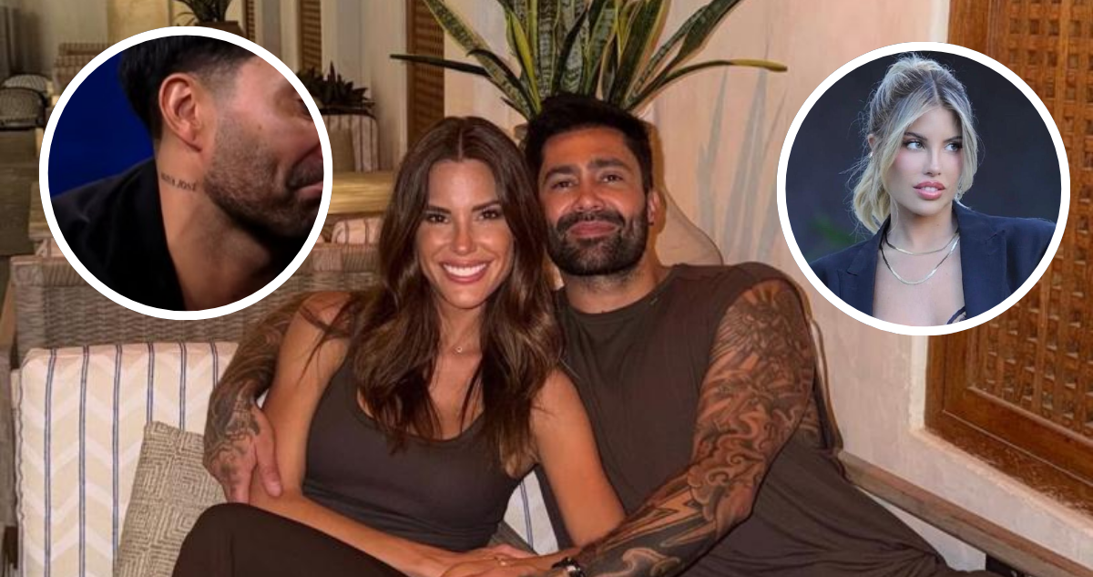 Luis Jiménez y Gala Caldirola, junto a tatuaje de Coté López